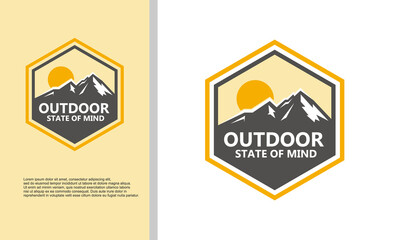 logo illustration vector graphic of outdoor mountain peak