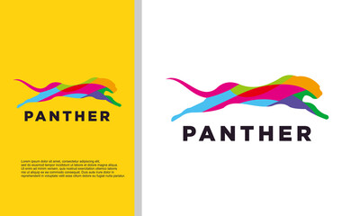 logo illustration vector graphic of colorful panther with simple shape