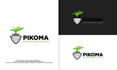 logo illustration vector graphic of shovel combined with plant, fit for gardening company, garden maintenance, etc.