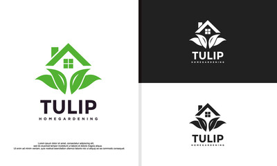 logo illustration vector graphic of tulip combined with house, fit for real estate company,etc.