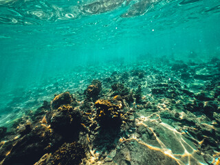 Fototapeta na wymiar Underwater at the beach on the island