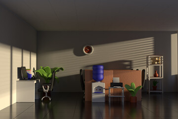 office room 3d rendering illustration 