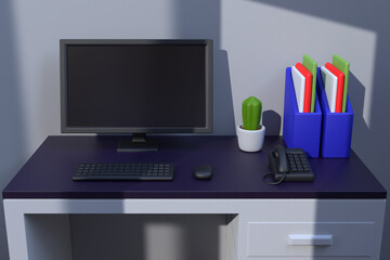 office room 3d rendering illustration 