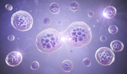 3d rendering of Human cell or Embryonic stem cell microscope background.