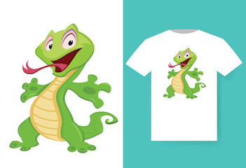 Animals illustration, hand-drawn artwork T-shirt design, green color vector, 