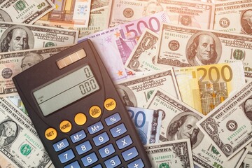 INFLATION concept on calculator in idea for FED consider interest rate hike, world economics and...