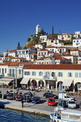 Poros Clock Tower above the town on Poros, Greece