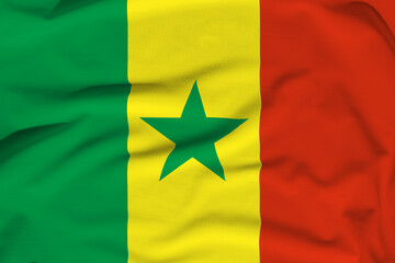 Naklejka premium Senegal national flag, folds and hard shadows on the canvas