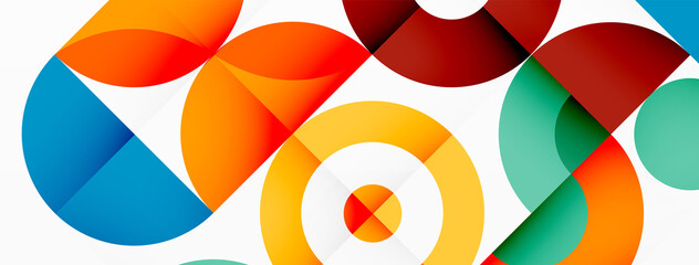 Obraz premium Colorful circle abstract background. Minimal geometric template for wallpaper, banner, presentation