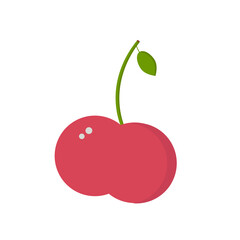 Cherry with leaf on white background for use in clipart