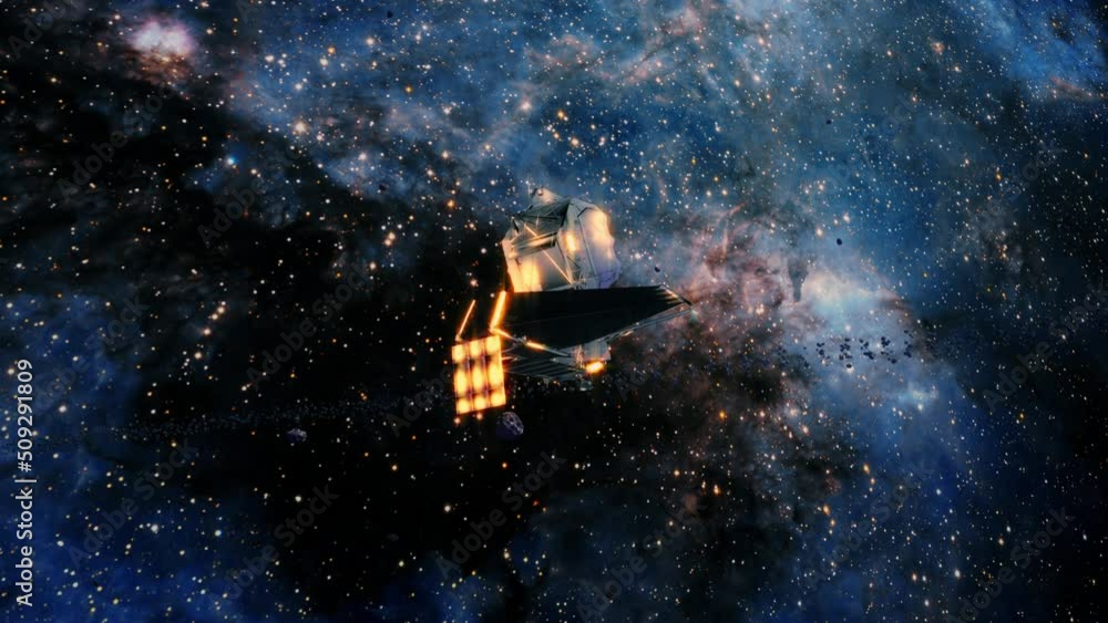 Poster galaxy exploration with nasa james webs telescope outer space towards central glowing milky way gala
