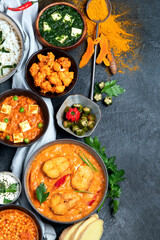 Assorted indian food. Indian cuisine.