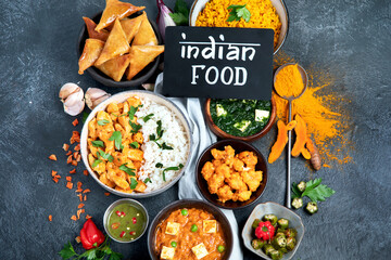 Assorted indian food. Indian cuisine.