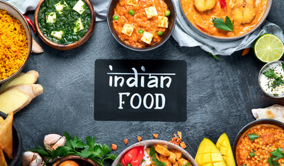 Assorted indian food. Indian cuisine.
