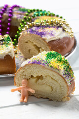 King Cake on a White Board Background