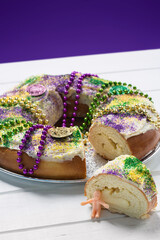 King Cake on a White Board Background