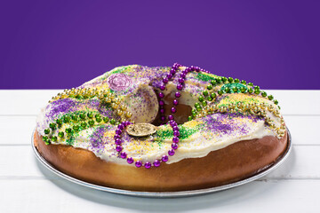 King Cake on a White Board Background