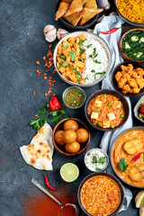 Assorted indian food. Indian cuisine.