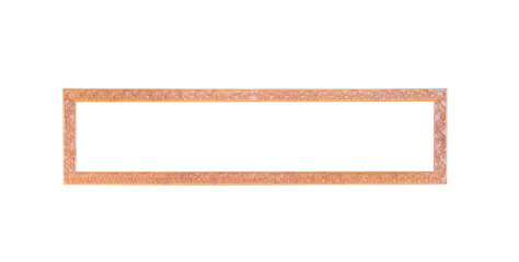 Wood picture frame rectangle shape with engraving elephant seamless patterns arround border isolated on white background , clipping path