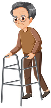 recommend clip art: Elderly man with walker