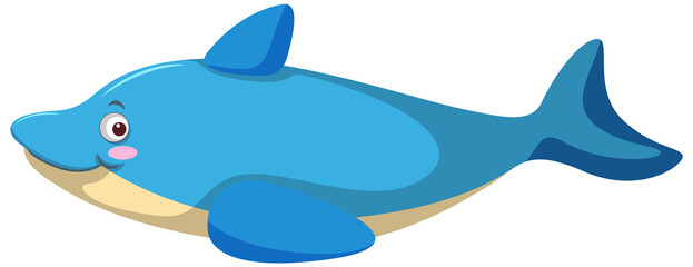 Obraz premium Blue dolphin in cartoon style