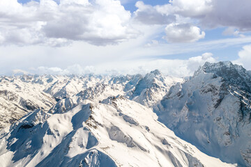 Fototapeta na wymiar Drone view of the main Caucasian ridge 