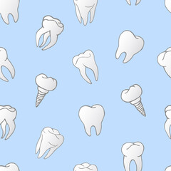 Vector pattern with teeth, crowns, dentistry, dentist