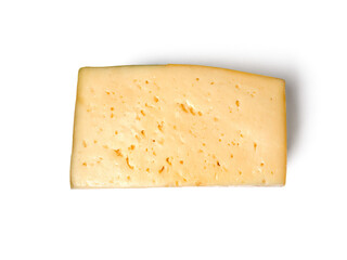 Cheese on a white background. Milk swiss cheese. Studio photography.