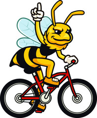 Bee Rides BicycleCartoon Mascot Logo