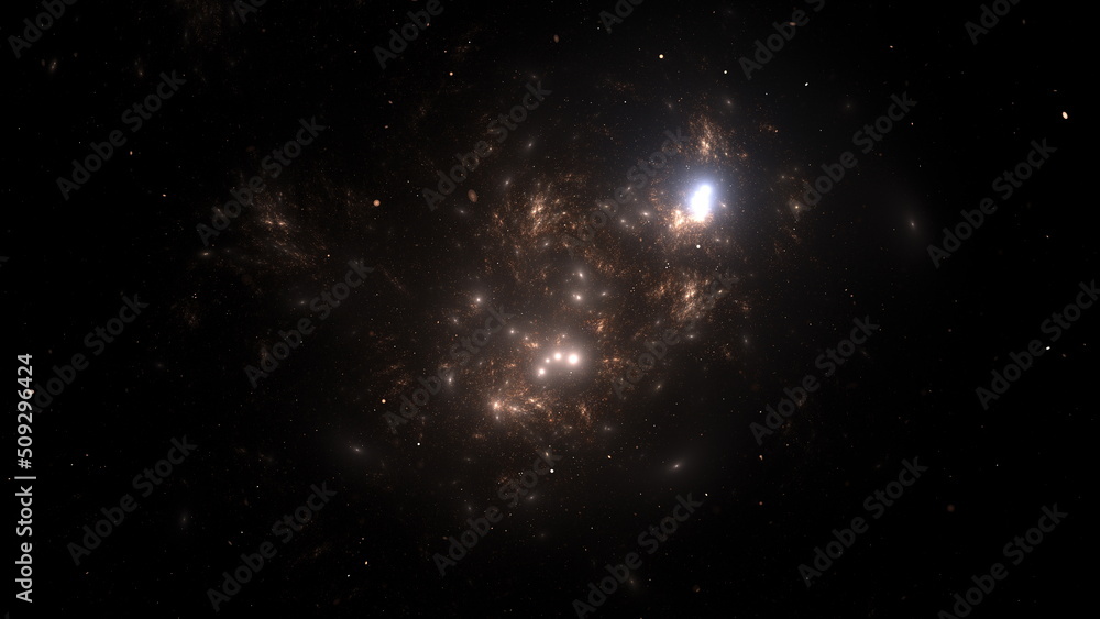 Poster cosmic background of stars and galaxies. a dark infinite universe with shining stars and constellati