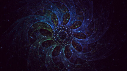 3D rendering abstract multicolor technology fractal light background