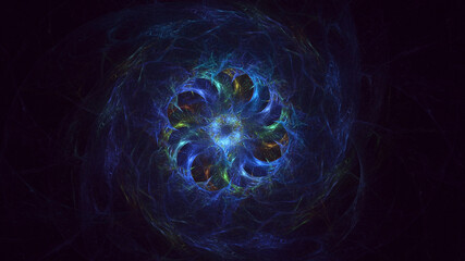 3D rendering abstract multicolor technology fractal light background