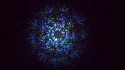 3D rendering abstract multicolor technology fractal light background