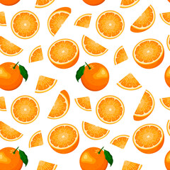 Bright seamless pattern with ripe oranges.

