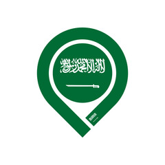 saudi arabia flag map pin icon. vector illustration isolated on white background - obrazy, fototapety, plakaty