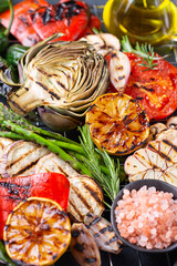 Grilled vegetables, summer eating, vegan food barbecue