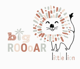 Lion baby cute summer print. Sweet african animal