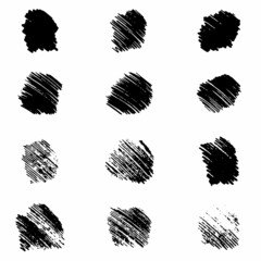 Set of Vector Black Stains. Collection of Pencil Strokes and Stains of Black Hand Drawn Stains.