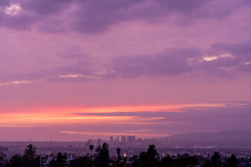 Winter sunset over the city