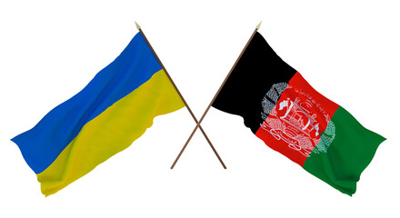 Background for designers, illustrators. National Independence Day. Flags of Ukraine and Afghanistan