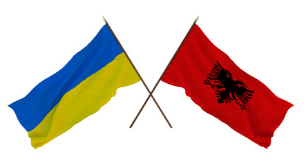 Background for designers, illustrators. National Independence Day. Flags of Ukraine and Albania