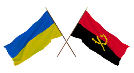 Background for designers, illustrators. National Independence Day. Flags of Ukraine and Angola
