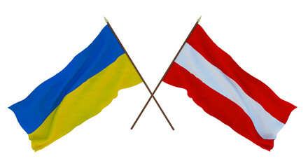 Background for designers, illustrators. National Independence Day. Flags of Ukraine and Austria