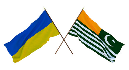 Background for designers, illustrators. National Independence Day. Flags of Ukraine and Azad Kashmir