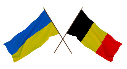 Background for designers, illustrators. National Independence Day. Flags of Ukraine and Belgium