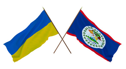 Background for designers, illustrators. National Independence Day. Flags of Ukraine and Belize