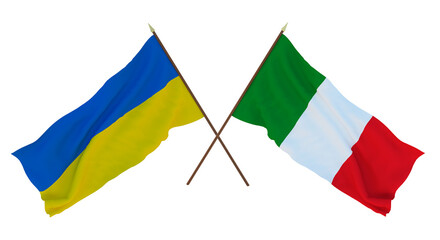 Background for designers, illustrators. National Independence Day. Flags of Ukraine and Italy