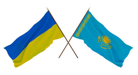 Background for designers, illustrators. National Independence Day. Flags of Ukraine and Kazakhstan