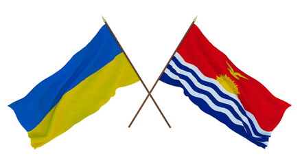 Background for designers, illustrators. National Independence Day. Flags of Ukraine and Kiribati