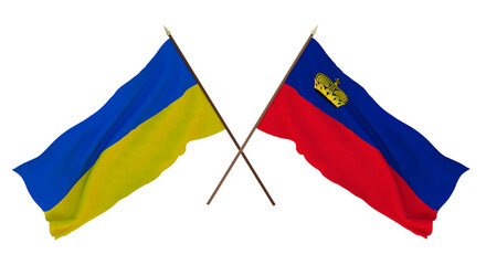 Background for designers, illustrators. National Independence Day. Flags of Ukraine and Liechtenstein